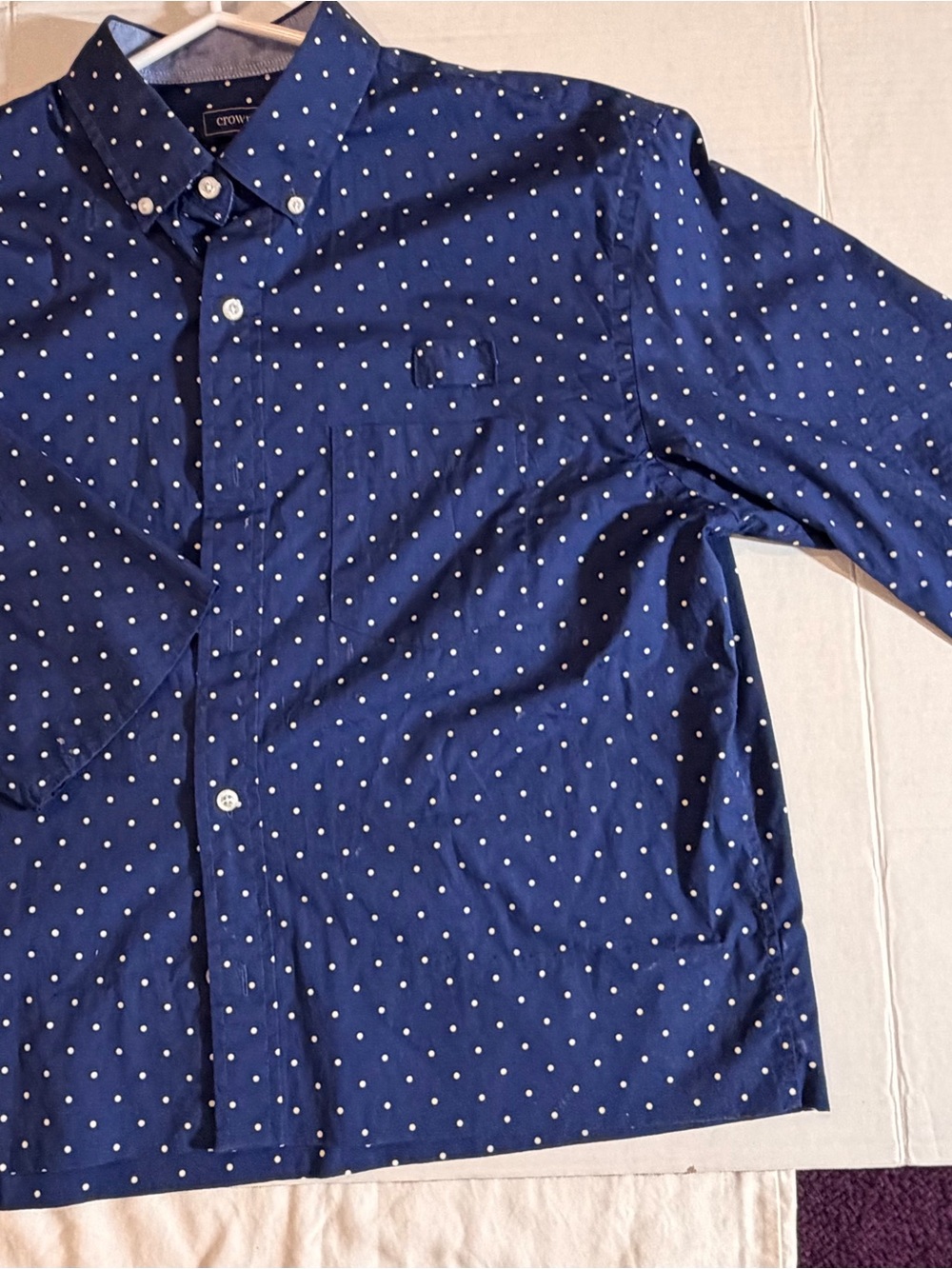crown & ivy Navy Polka Dot Button-Down Shirt